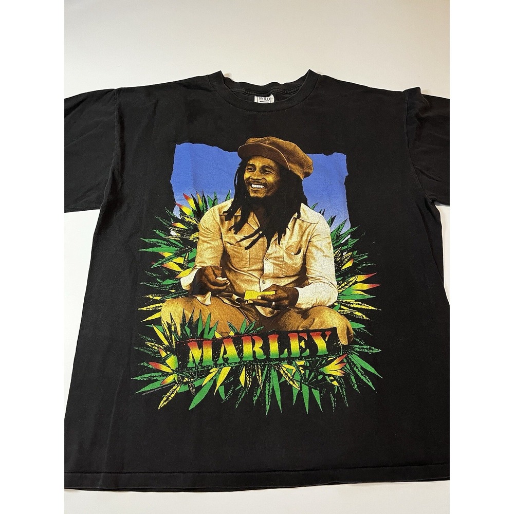 Vintage Bob Marley 1993 Herb Rap T-shirt Size XL Single Stitch Wild Oats Tag - Picture 2 of 10